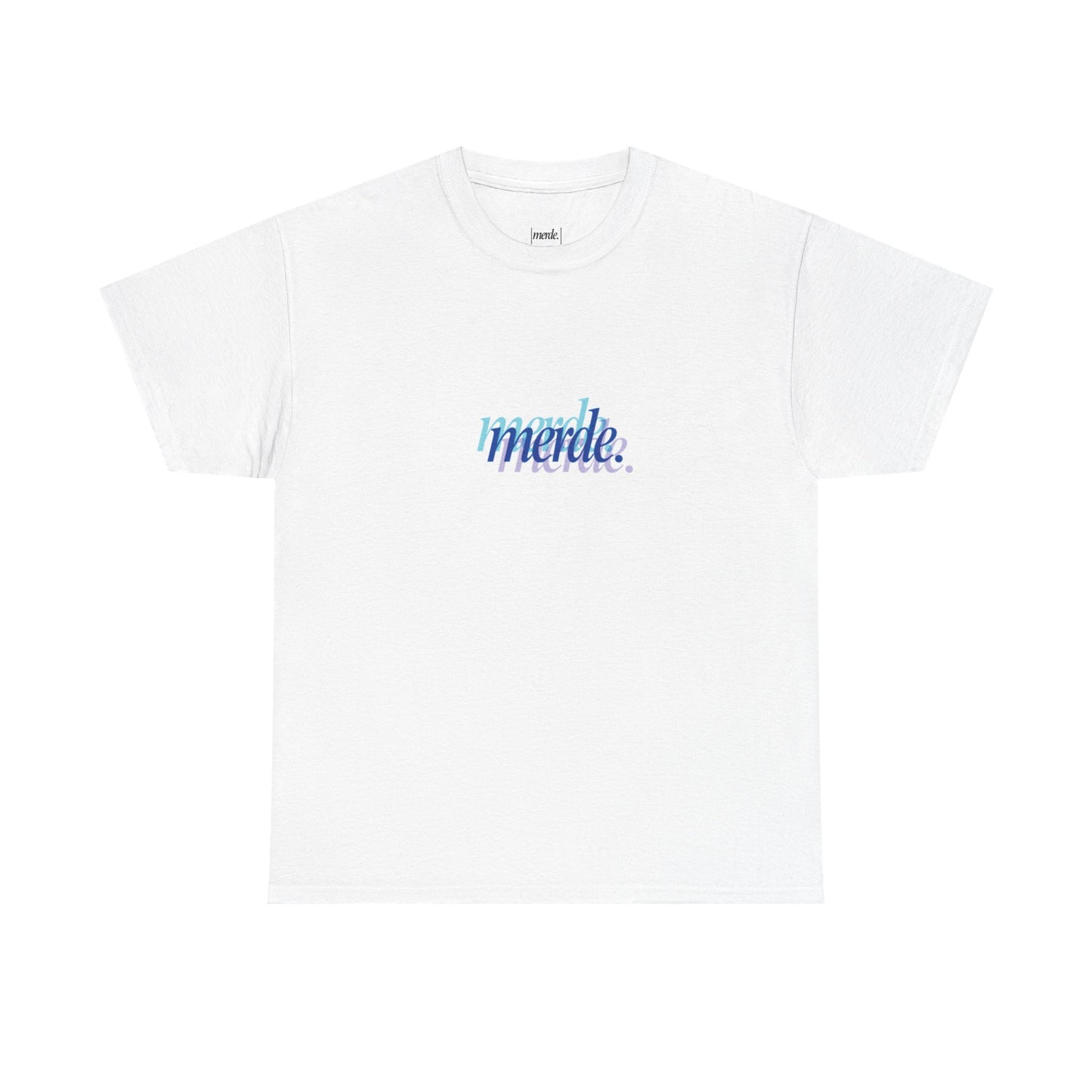 MERDE - Heavy Tee: Blur - WHITE/BLUE