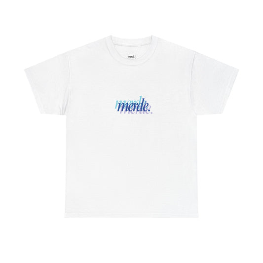 MERDE - Heavy Tee: Blur - WHITE/BLUE